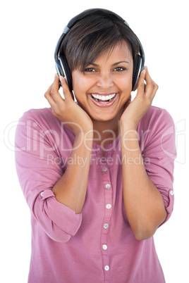 Cute woman enjoying music Cute woman enjoying music