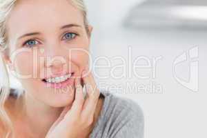 Atrractive blonde woman smiling