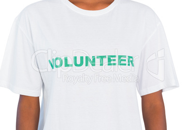 Woman wearing volunteer tshirt