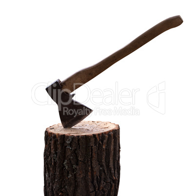 log with axe