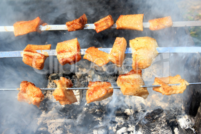 appetizing barbecue on the fire