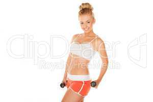 woman working out with dumbbells