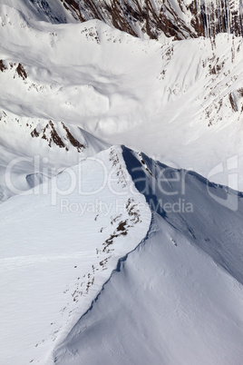 top view on off-piste slope