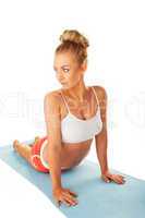 shapely young woman doing press-ups