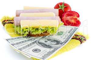 Sandwich and dollars
