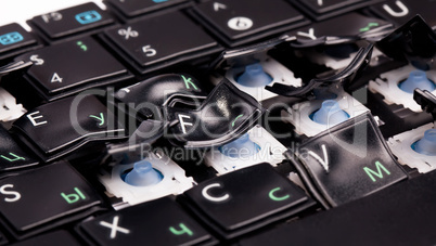 Laptop keyboard with distorted keys
