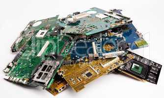 Pile of laptops mother boards