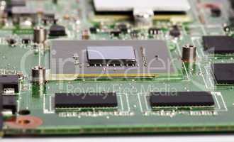 Laptop video chip on green motherboard