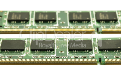 Two laptop CPU chips isolated on white