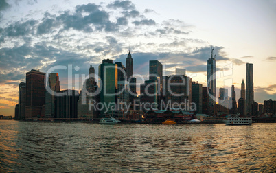 new york city cityscape at sunset