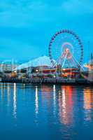 Navy Pier in Chicago at night time