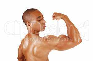 Guy showing his biceps.