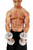 Guy with silver dumbbells.