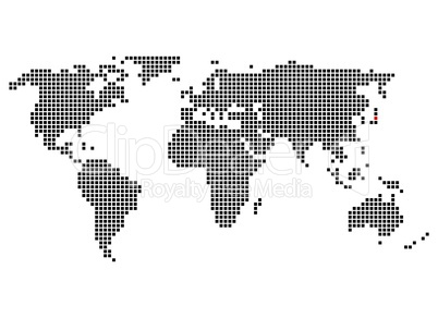 Pixelkarte mit Markierung von Tokio