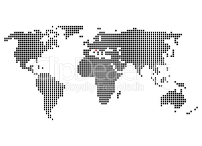 Pixelweltkarte mit Markierung von Rom