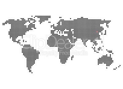 Pixelweltkarte mit Markierung von Peking
