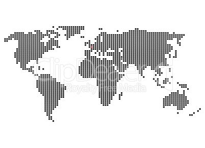 Weltkarte mit Markierung von Paris