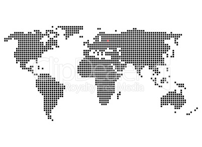 Weltkarte mit Markierung von Moskau