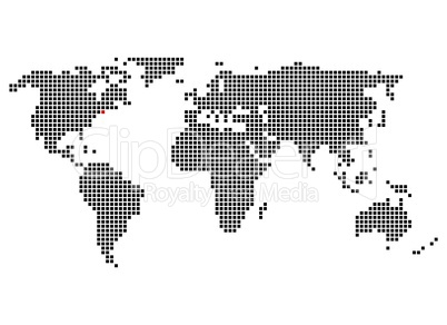 Pixelweltkarte mit Markierung von New York