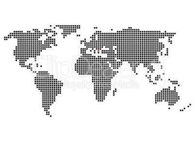 Pixelweltkarte mit Markierung von Athen