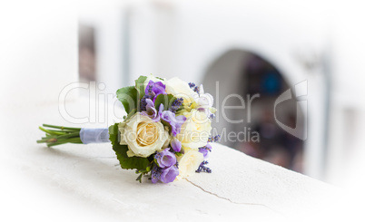 wedding bouquet with yellow roses