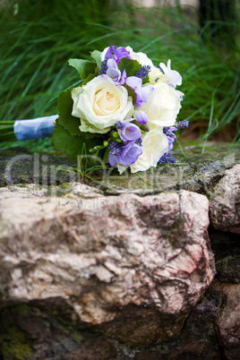 wedding bouquet with yellow roses