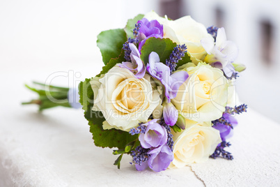 wedding bouquet with yellow roses