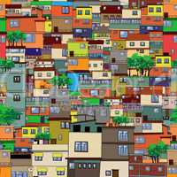 Favela Brazil cartoon seamless pattern design