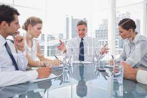 Businessman gesturing during a meeting