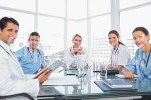 Smiling medical team during a meeting