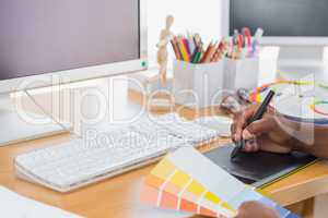 Designer using a graphics tablet