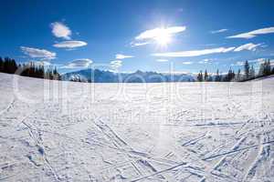 winter with ski slopes of kaprun resort