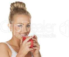woman drinking caffee