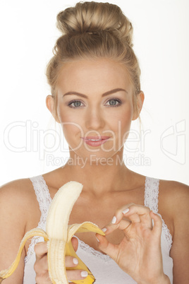 woman holding banana