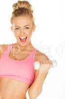 happy blonde fitness woman