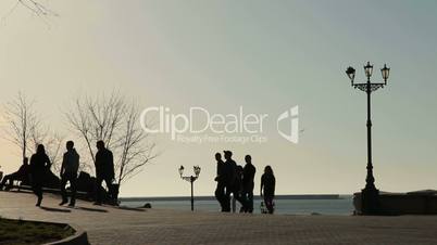 Urban Scene - People On The Seafront