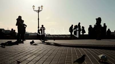 Urban Scene - People On Embankment