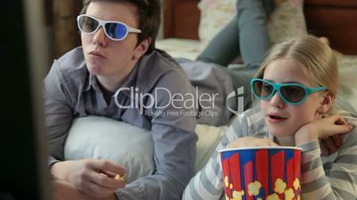 Watching 3D TV Movie at Home