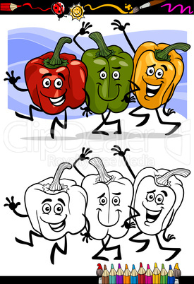 vegetables group cartoon for coloring book