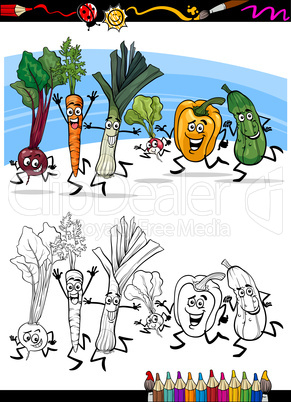 cartoon vegetables for coloring book