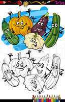 vegetables group cartoon for coloring book