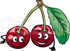 funny cherry fruits cartoon illustration