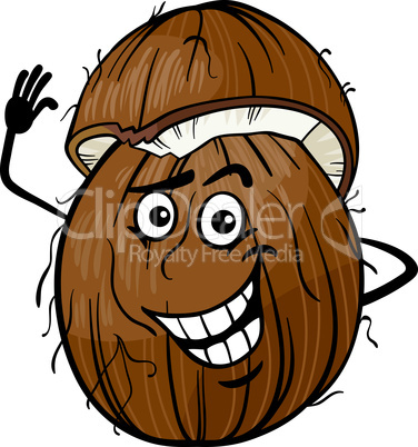 funny coconut fruit cartoon illustration