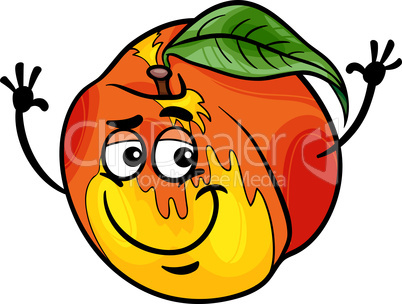 funny peach fruit cartoon illustration