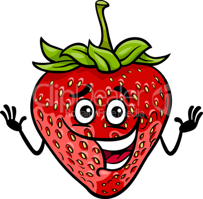 funny strawberry fruit cartoon illustration
