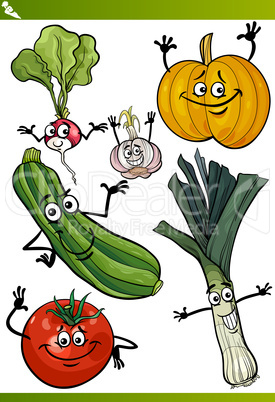 vegetables cartoon illustration set