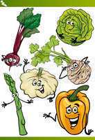 vegetables cartoon illustration set