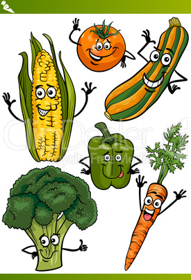 vegetables cartoon illustration set