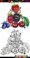 cartoon berry fruits for coloring book