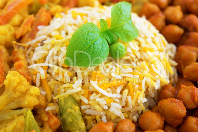 Vegetarian biryani rice close up